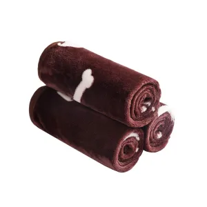 1 Pack 3 Blankets Super Soft Fluffy Cute Bone Pattern Pet Blanket Flannel Throw for Dog Puppy Cat (Small(23x16), Dark Coffee) Small(23*16")