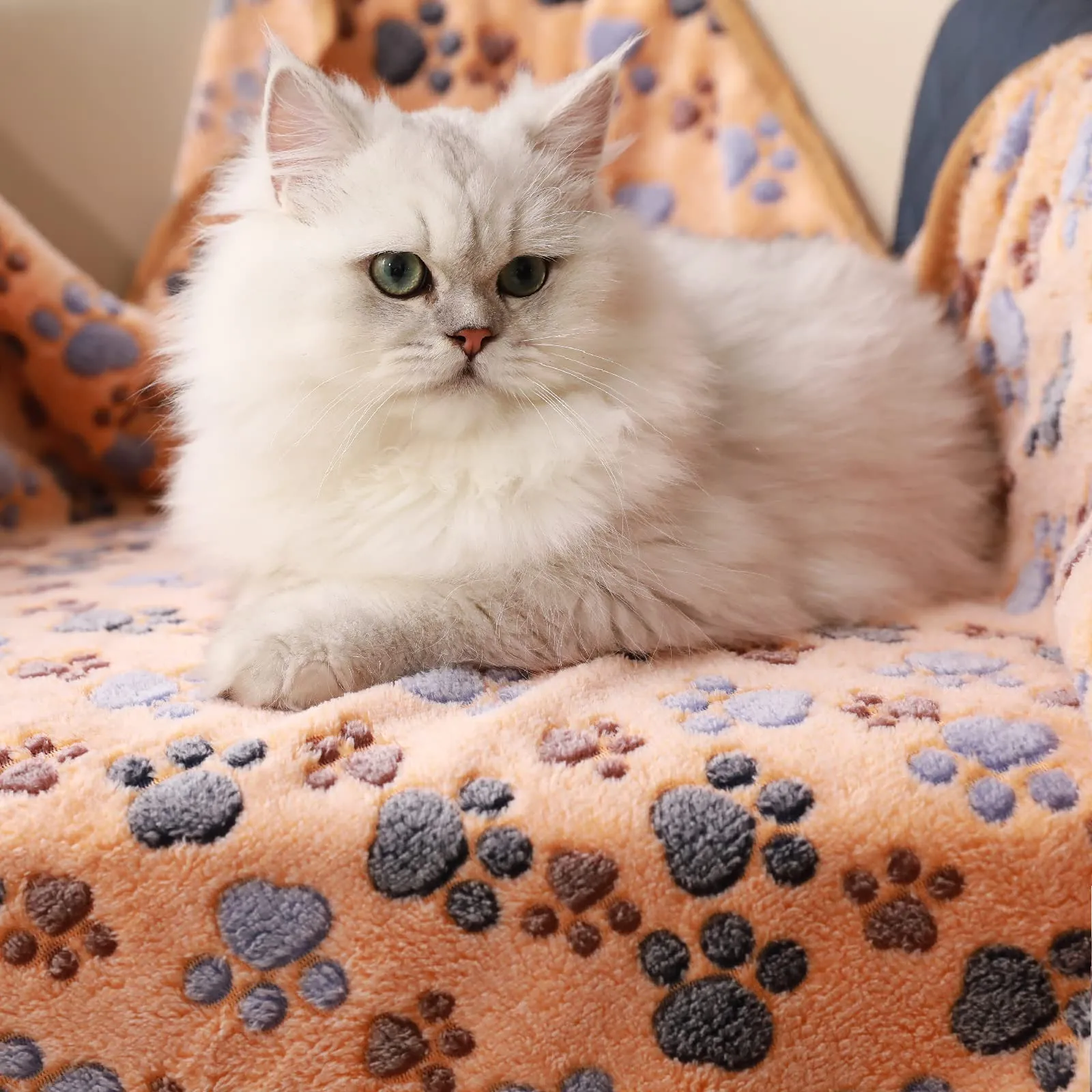 1 Pack 3 Blankets Super Soft Fluffy Premium Fleece Pet Blanket Flannel Throw for Dog Puppy Cat - Paw Large (Pack of 3) Brown Paw