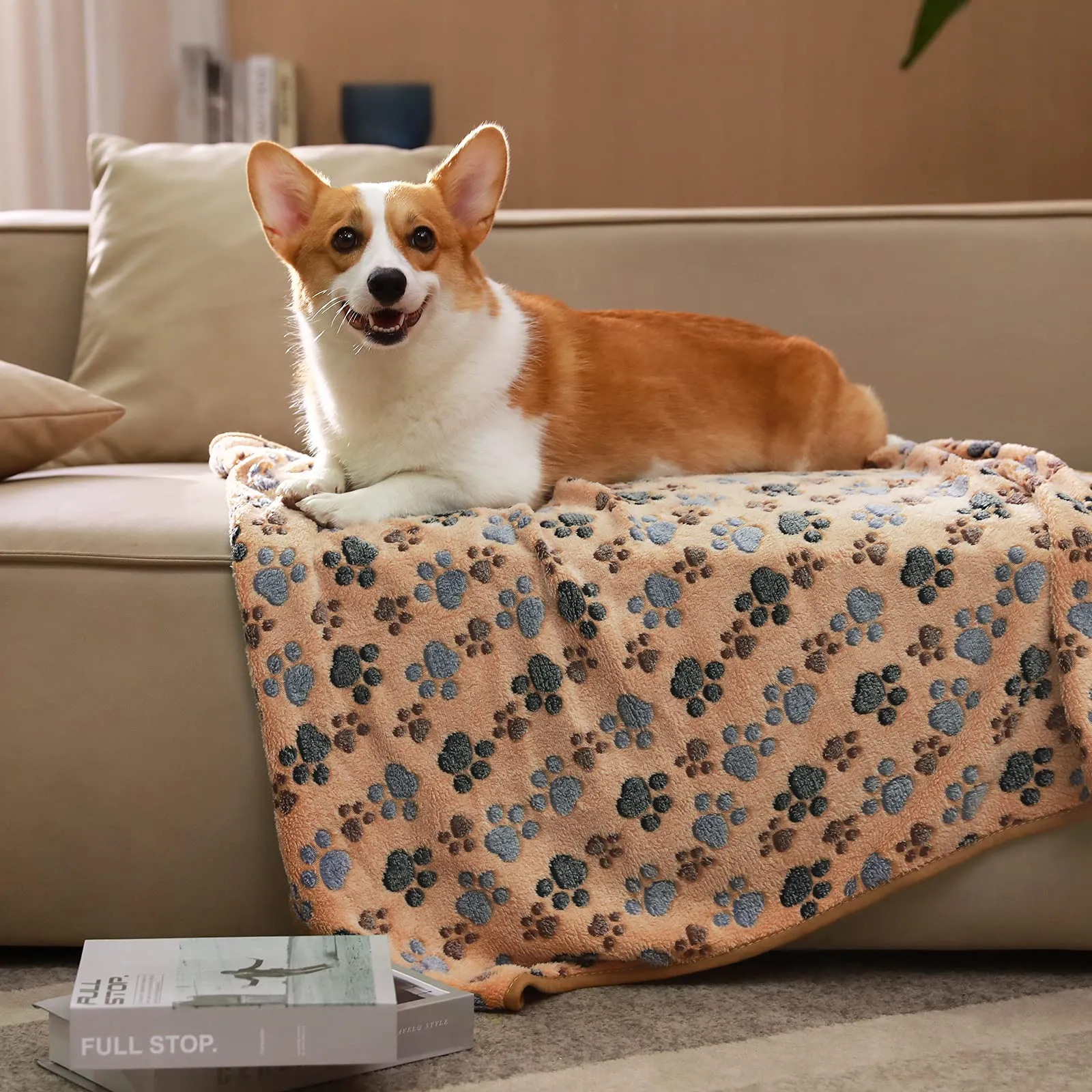 1 Pack 3 Blankets Super Soft Fluffy Premium Fleece Pet Blanket Flannel Throw for Dog Puppy Cat - Paw Large (Pack of 3) Brown Paw