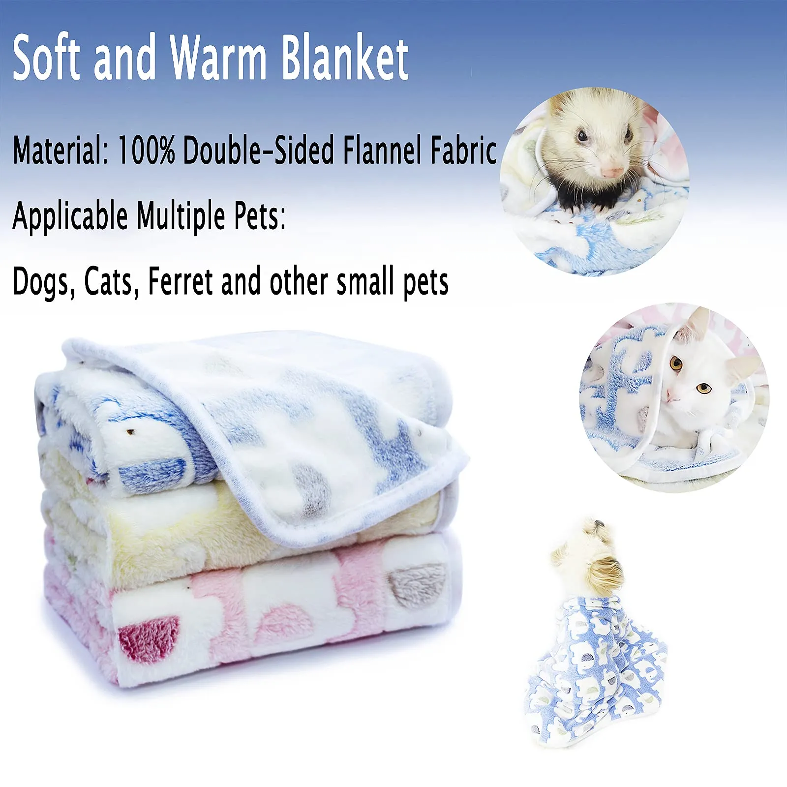 1 Pack 3 PCS 23" x 18" Small Blanket Soft Warm Fleece Throw Blanket Pet Kitten Blanket Fleece Puppy Blanket Cushion Ultra Light Comfortable Soft Warm Sleep Mat Elephant