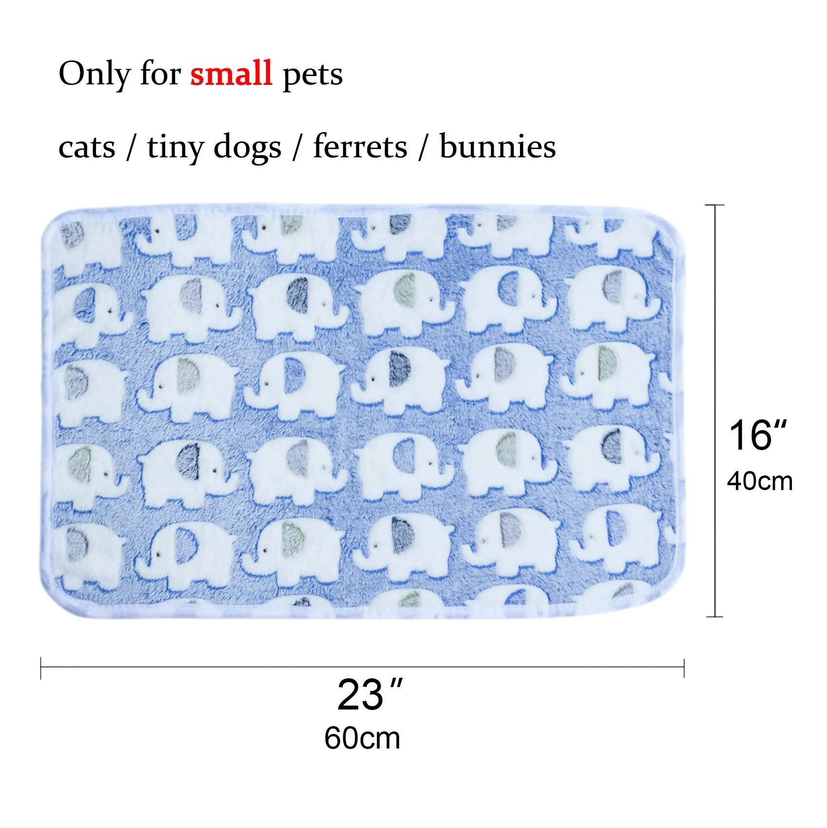 1 Pack 3 PCS 23" x 18" Small Blanket Soft Warm Fleece Throw Blanket Pet Kitten Blanket Fleece Puppy Blanket Cushion Ultra Light Comfortable Soft Warm Sleep Mat Elephant