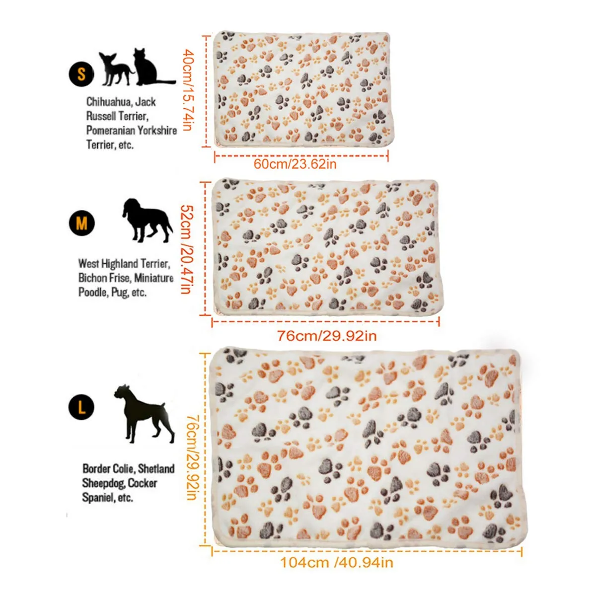 1 Pack 3 Puppy Dog Blankets Super Soft Warm Sleep Mat Fluffy Premium Fleece Pet Blanket Flannel Throw for Dog Puppy Cat - Paw Print Small(23"x16") Small(23"x16") Beige/Pink/Brown