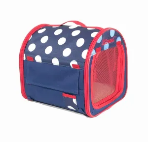 101mart Premium Soft-Sided Collapsible Pet Crate | Portable Pet Kennel and Tent for Home and On The Go | Heavy-Duty and Water-Resistant | Perfect for Indoor and Outdoor Use Mini Blue-Polka Dot