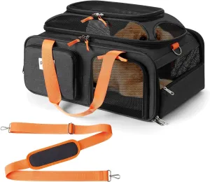 19x13x9 TSA Approved top Expandable pet Carrier for Small Dog Puppy cat up to 10-12 lbs Weight and 18'' Length, for Southwest Spirit Canada Airlines