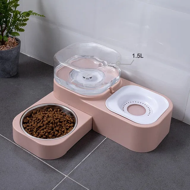 2.2L Pet Dog Cat Automatic Feeder Bowl for Dogs Drinking Water 528ml Bottle Kitten Bowls Slow Food Feeding Container Supplies