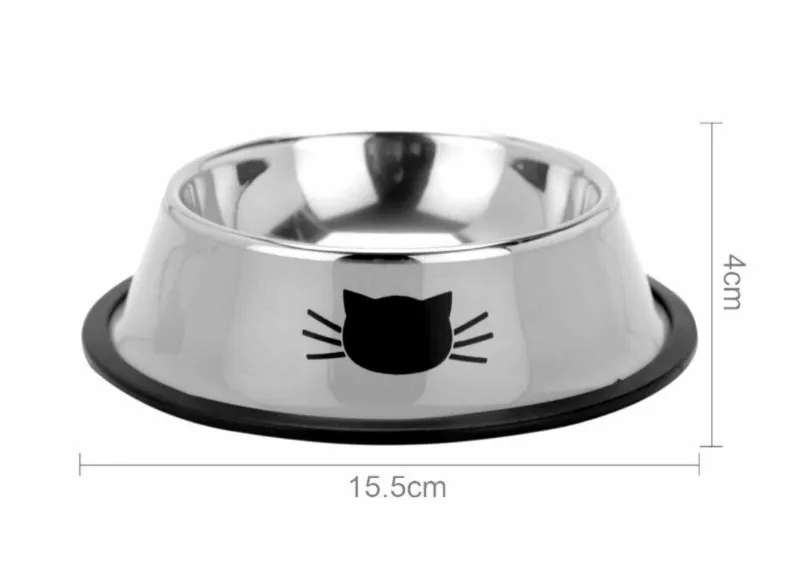 Anti Slip Stainless Steel Dog Cat Feeding Feeder Food Water Bowl