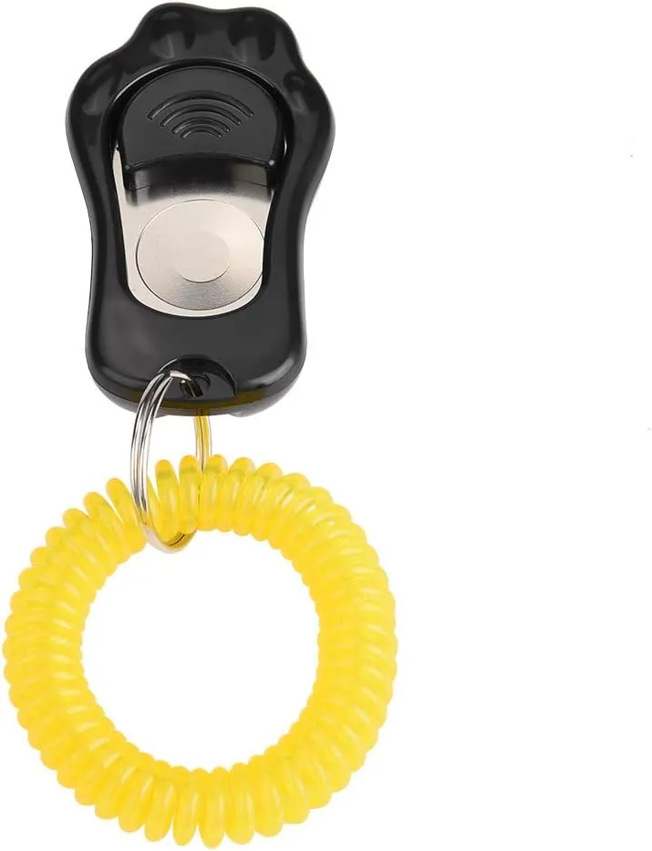 AYNEFY Pet Behavioral Training Clicker, Shaped 3 Gears Adjustable Volume Pet Dog Training Clicker Puppies Training Behaviour Whistle with Wrist Strap(Black)