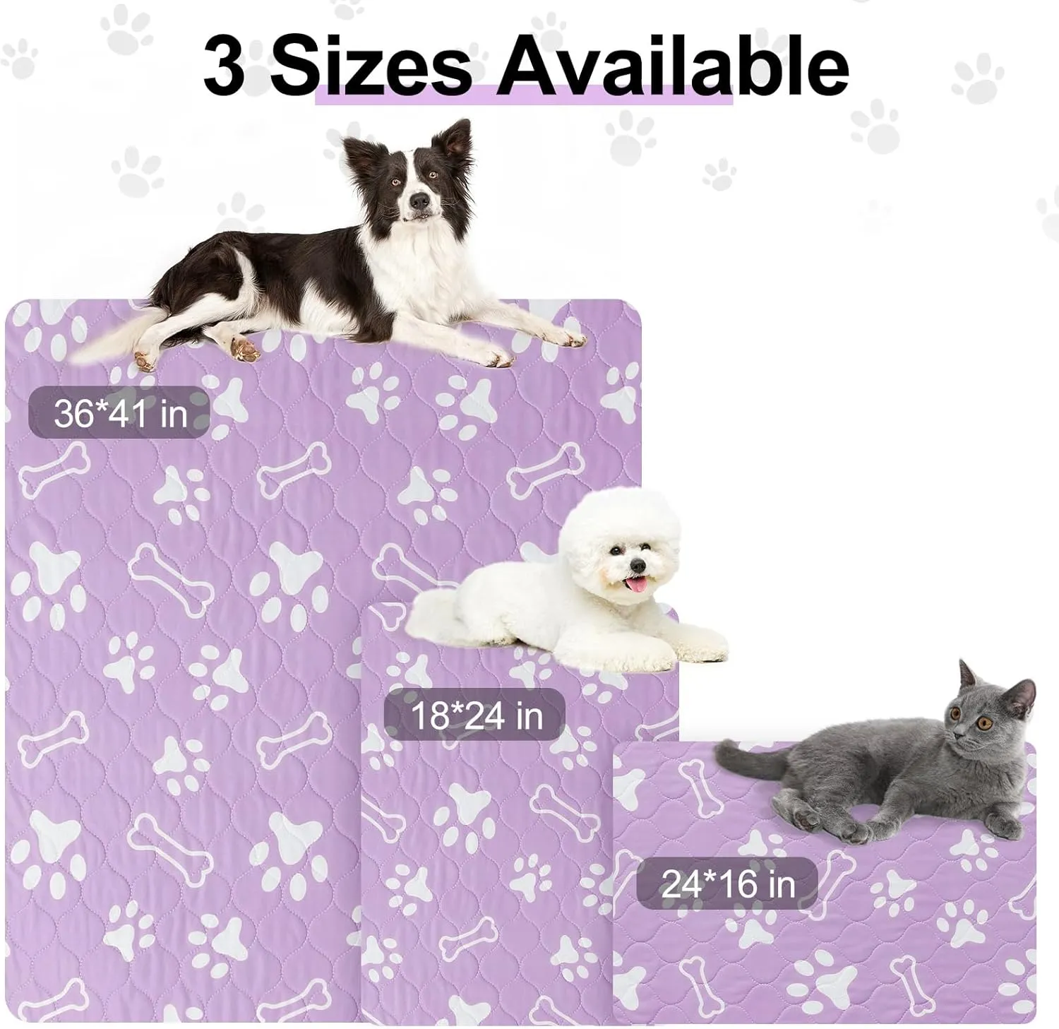 BEAUTYZOO 6 Pack Washable Pee Pads for Dogs, Reusable Puppy Pads for Potty Training, Waterproof Super Absorbent Whelping Pads Mats Non Slip Against Urine for Small Medium Dogs Cats, 16" x 24"