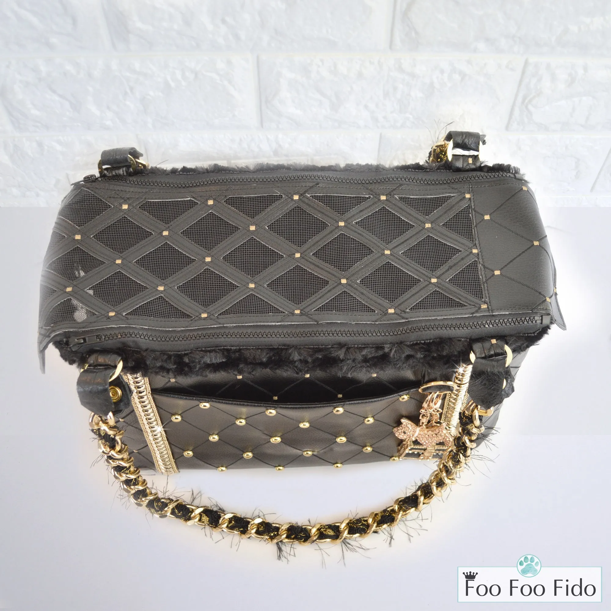 Black Cut Out Hideaway Air Travel Pet Carrier Purse