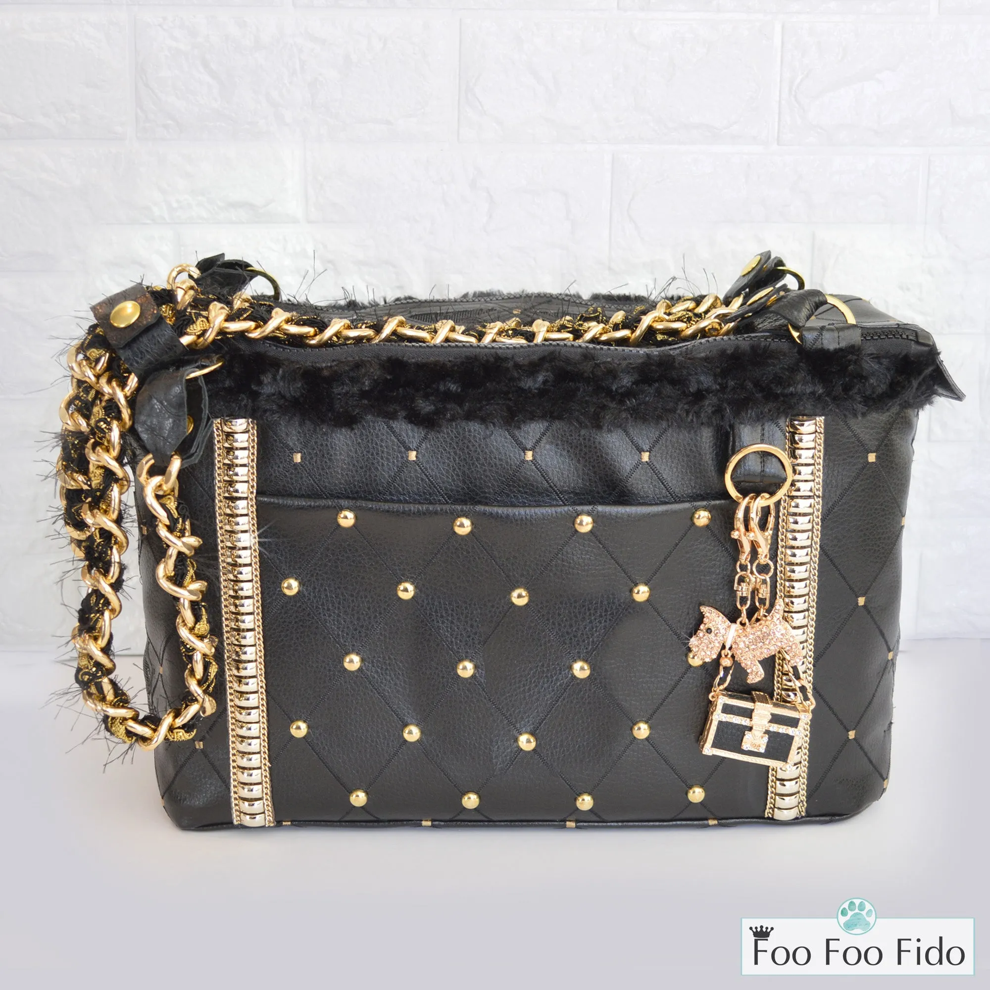 Black Cut Out Hideaway Air Travel Pet Carrier Purse