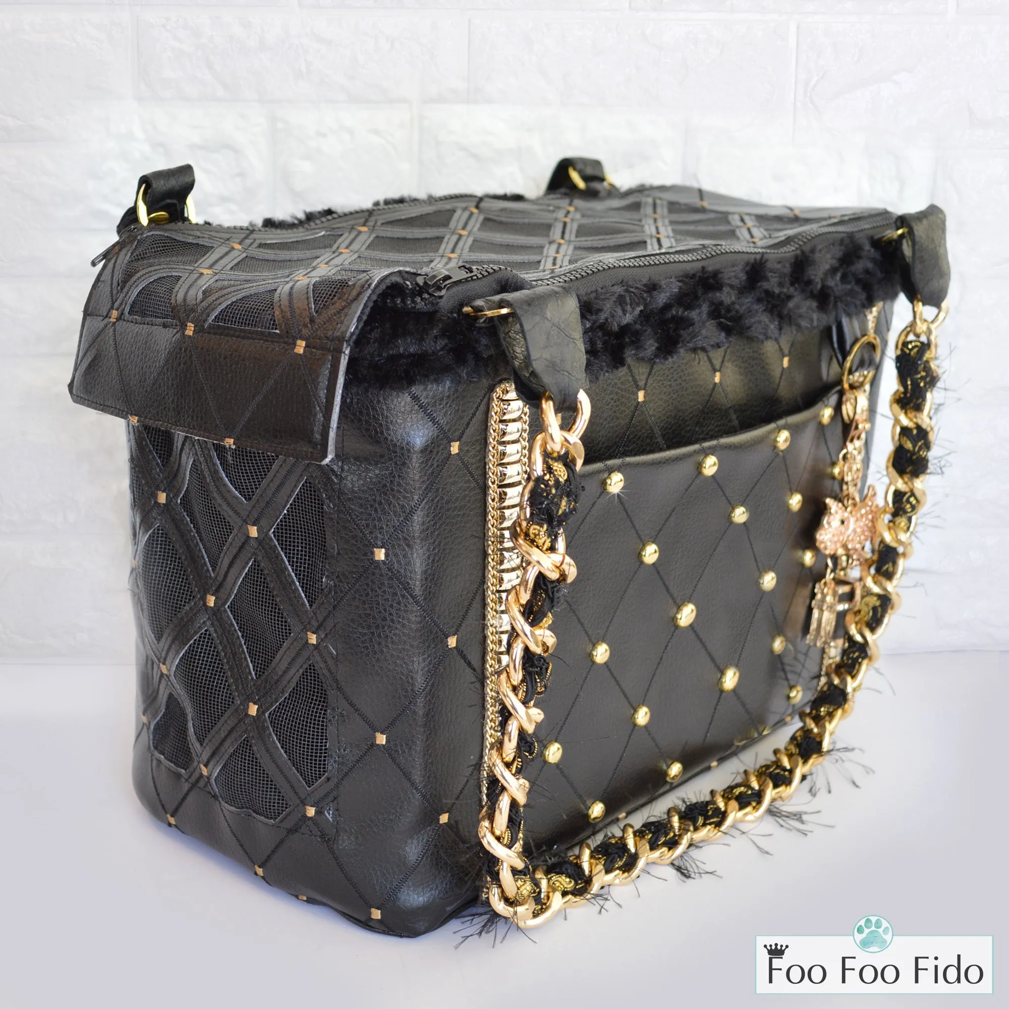 Black Cut Out Hideaway Air Travel Pet Carrier Purse