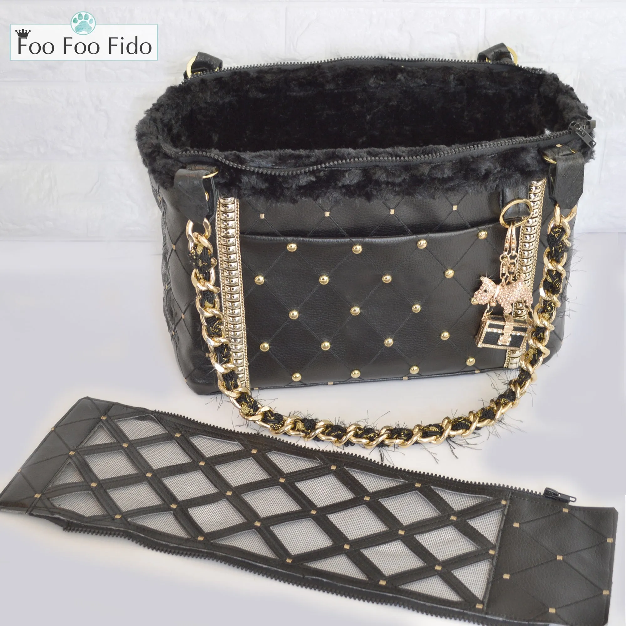 Black Cut Out Hideaway Air Travel Pet Carrier Purse