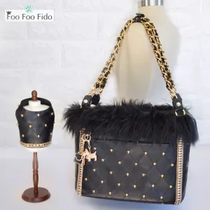 Black Cut Out Hideaway Air Travel Pet Carrier Purse