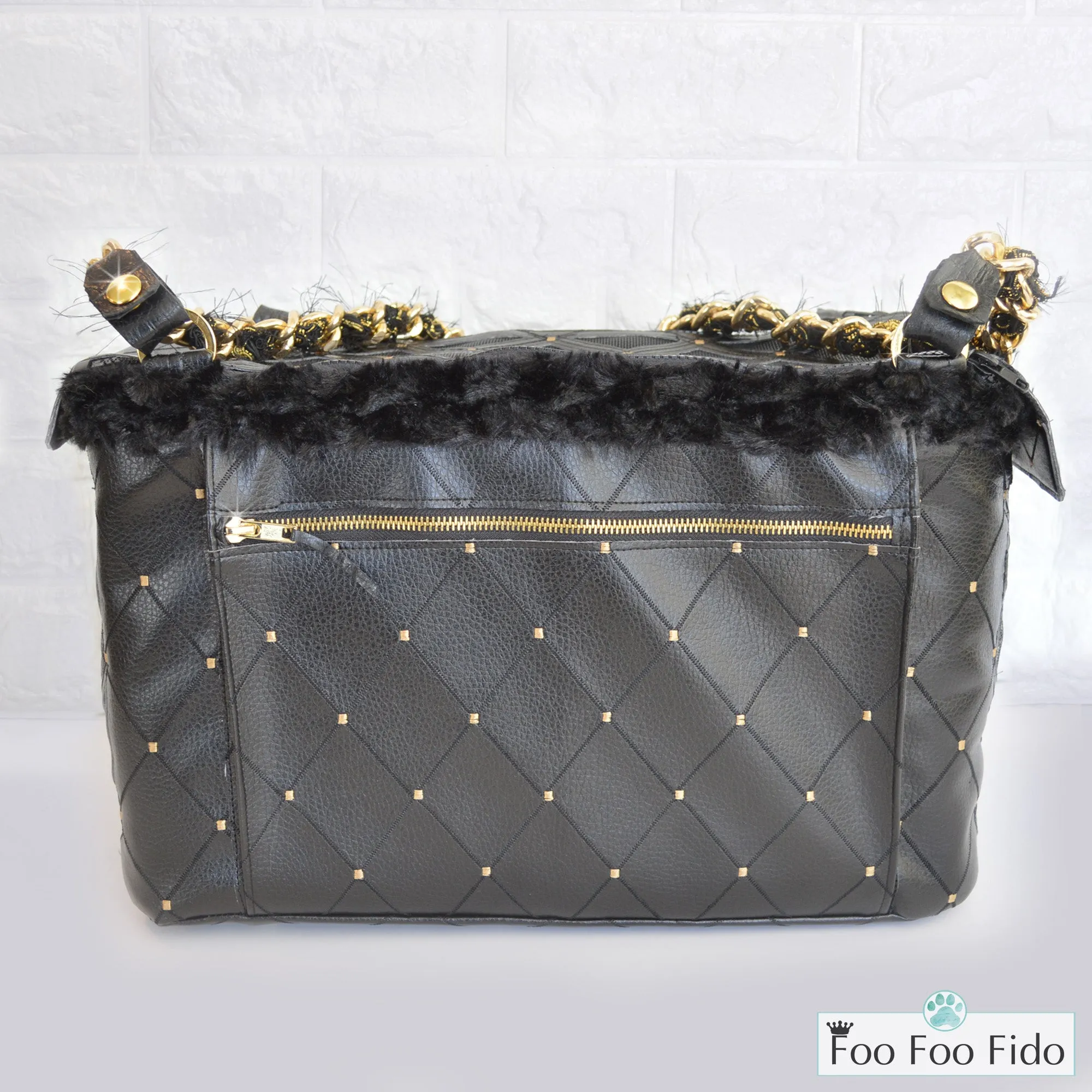 Black Cut Out Hideaway Air Travel Pet Carrier Purse