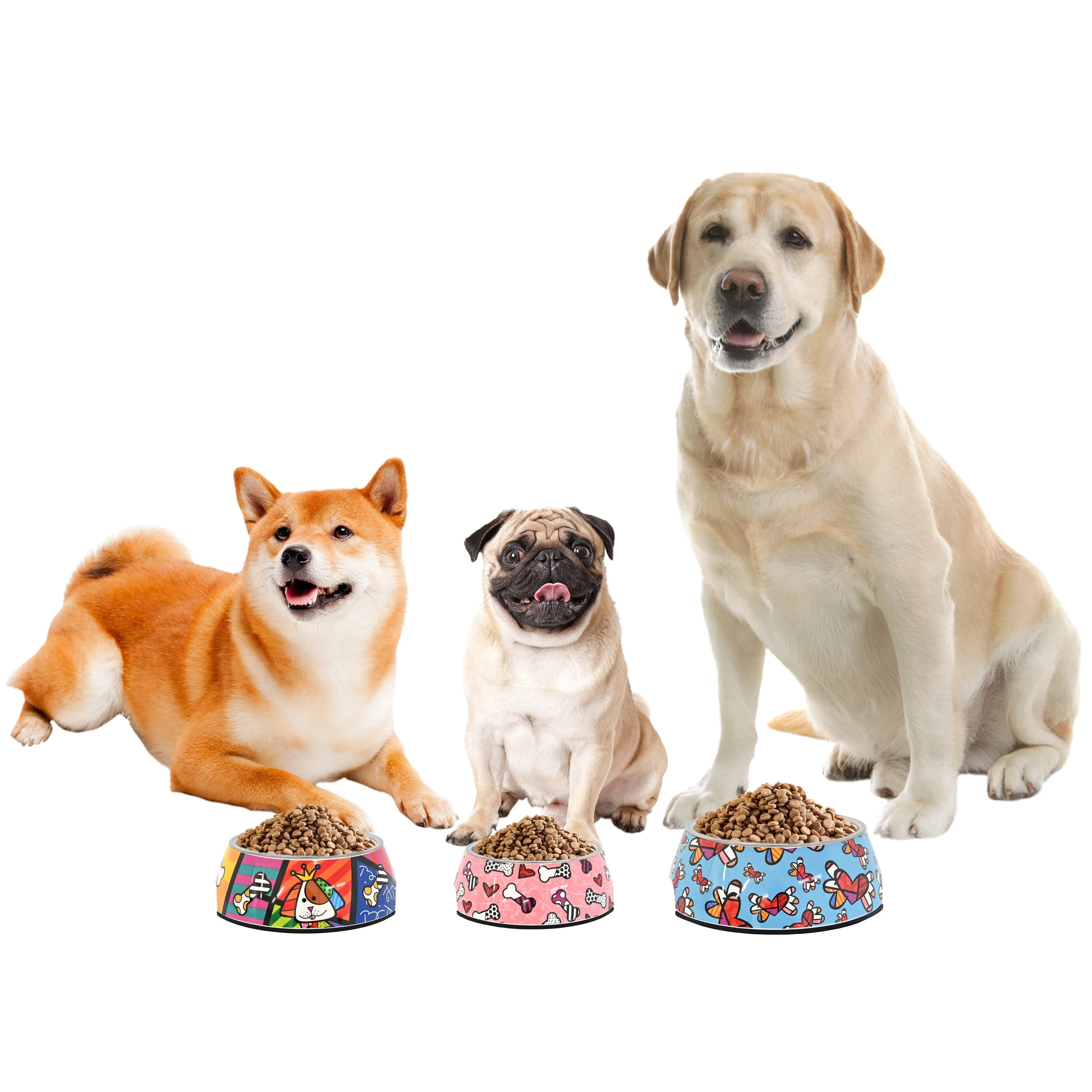 BRITTO PET BOWL - PINK BONES & HEARTS