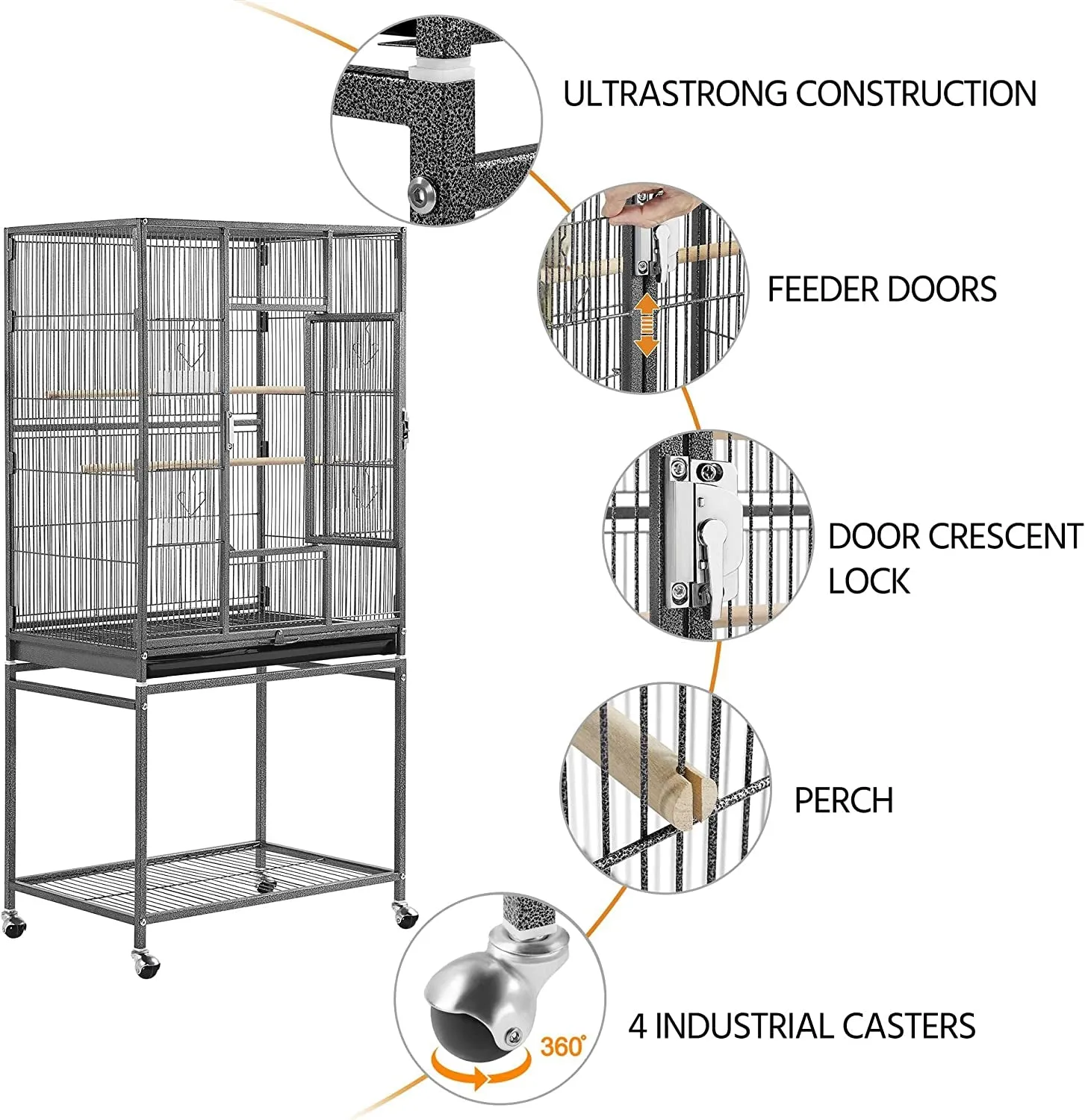 Budgie Finch Canary Bird Cage with Stand