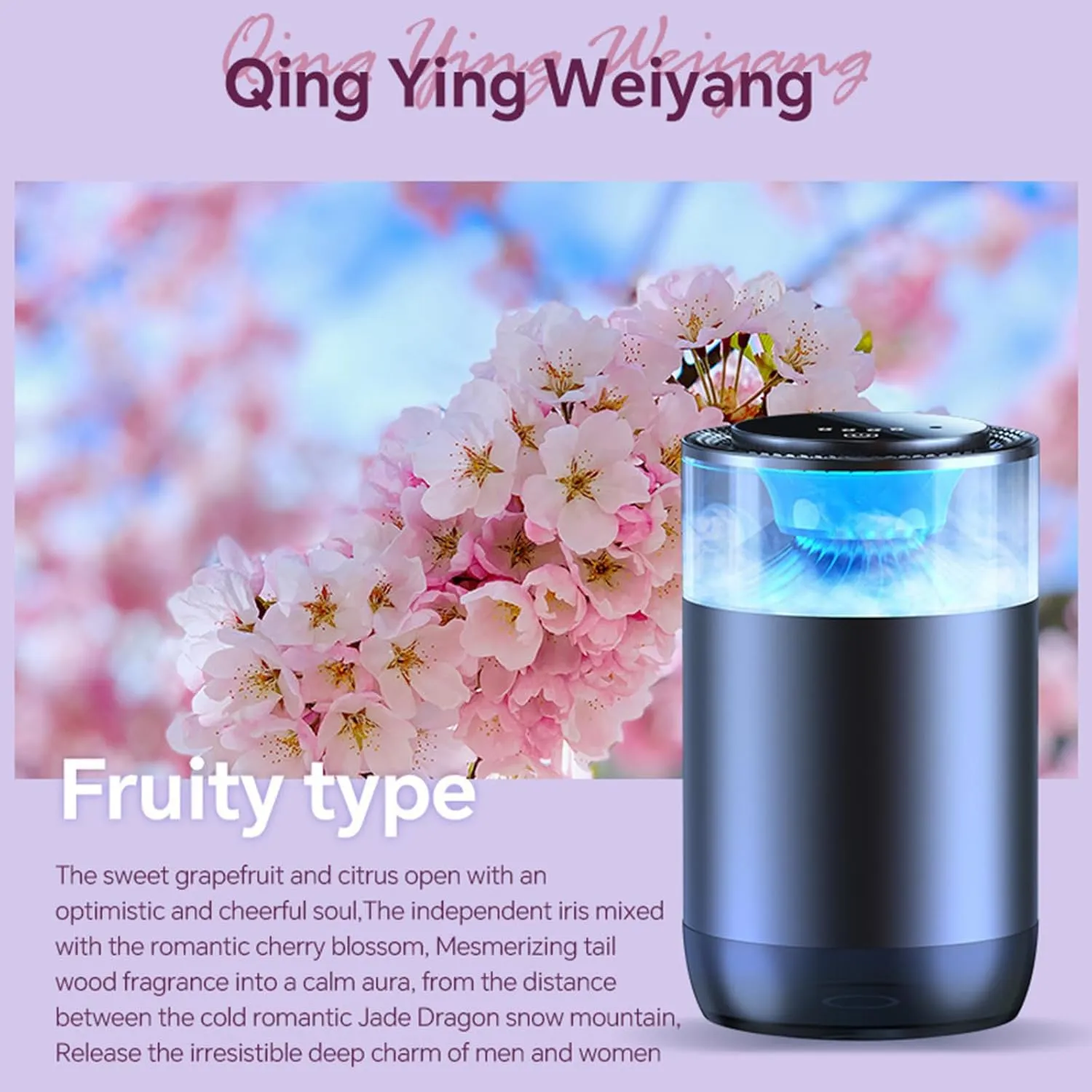 Car Air Freshener Car Air Diffuser with Ambient Lights Rechargeable Car Interior Essential Oil Diffuser
