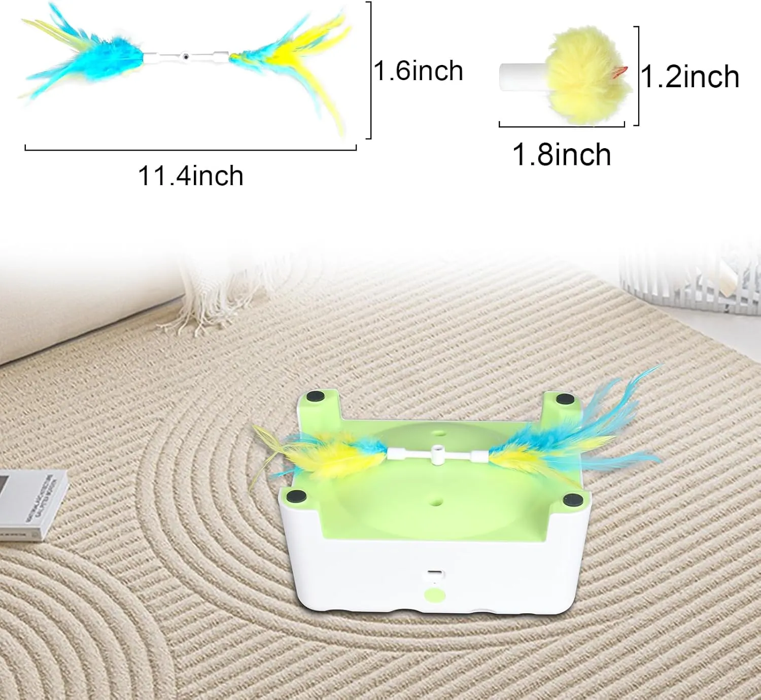 Cat Toy Replaceable Feathers and Fluffy Toy Accessories, 5 Pcs Interchangeable Attachments All Cat Toys with Small Screwdriver and Screws