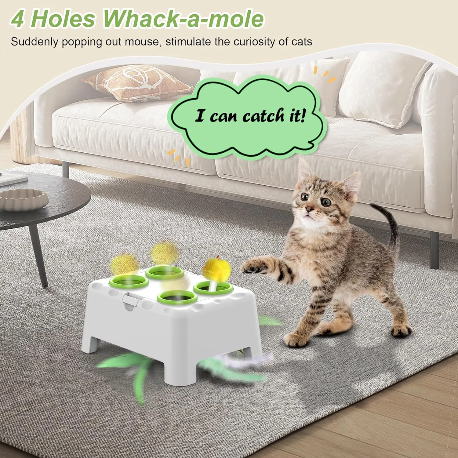 Cat Toy Replaceable Feathers and Fluffy Toy Accessories, 5 Pcs Interchangeable Attachments All Cat Toys with Small Screwdriver and Screws