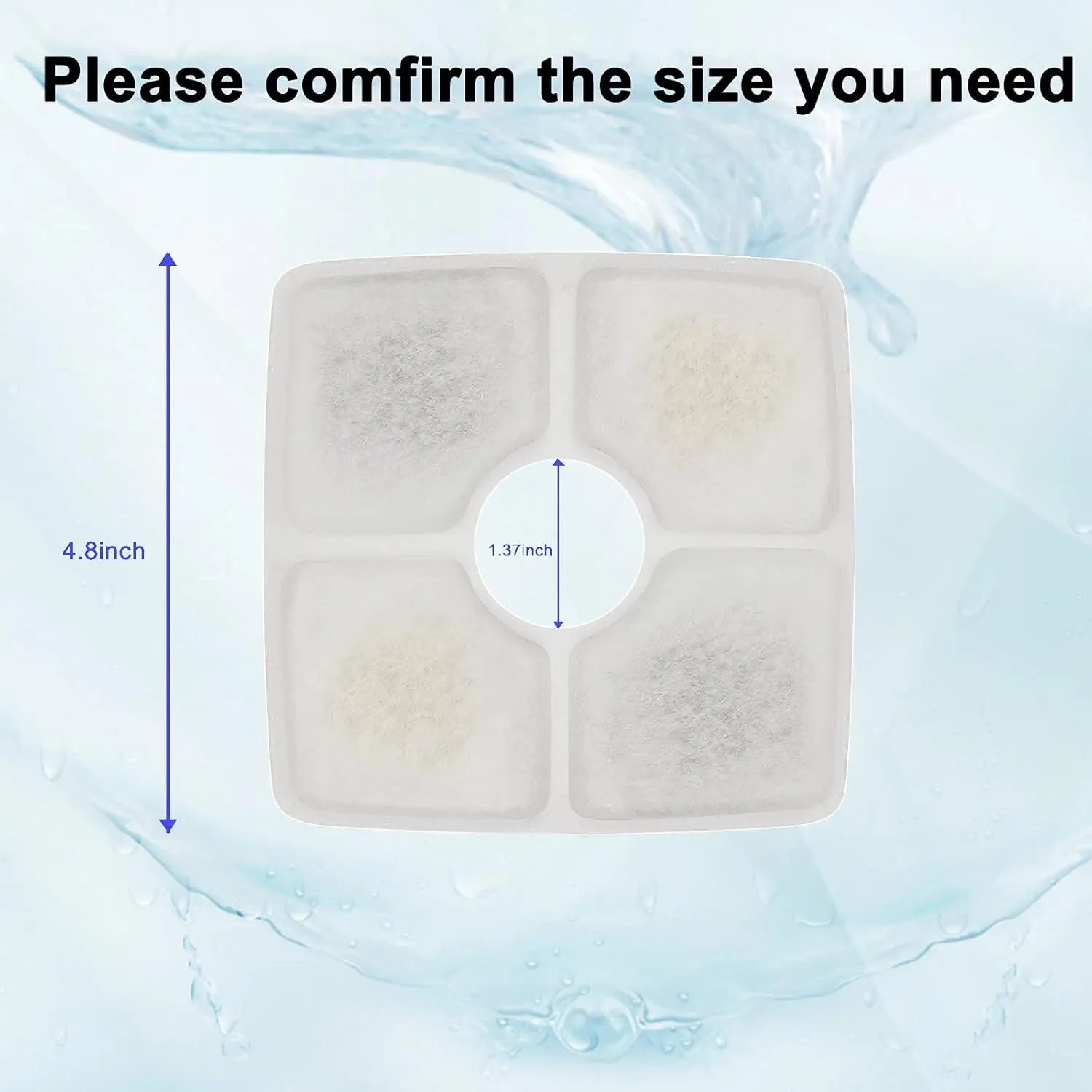 Cat Water Fountain Filters, Cirfifth Cat Fountain Filter Replacement, for Square Cat Water Fountain Inside (12 Pack)