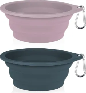 COOYOO Collapsible Dog Bowls 700ML,2 Pack Portable Collapsible Dog Water Bowls for Cats Dogs,Pet Foldable Feeding Watering Dish for Traveling Camping Walking with 2 Carabiners