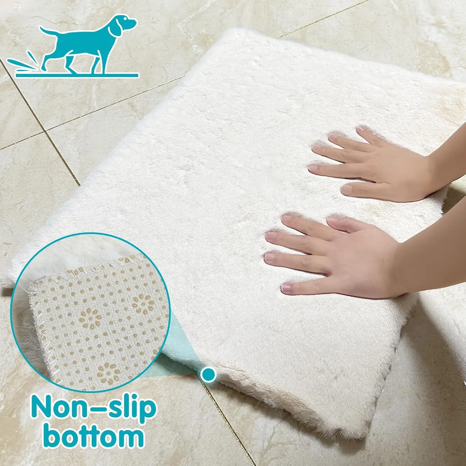 Dog Bed Mat Crate Pads for Dog Cages 35.8x26.7 Inch Washable Anti-Slip Dog Kennel Pad Soft Small Medium Puppy Cage Cushion Liner, Beige