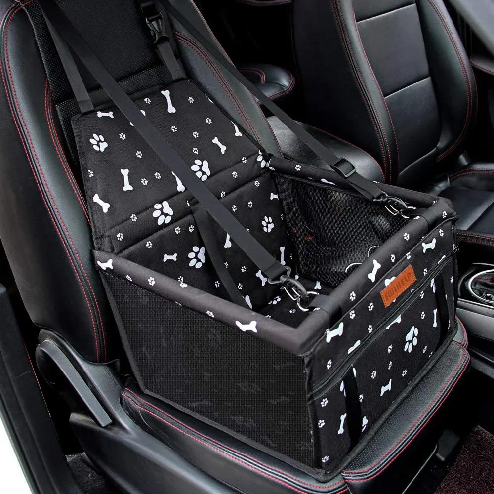 Dog Booster Car Seat - For Small Dogs, Puppies and Pets - With Clip On Safety Leash