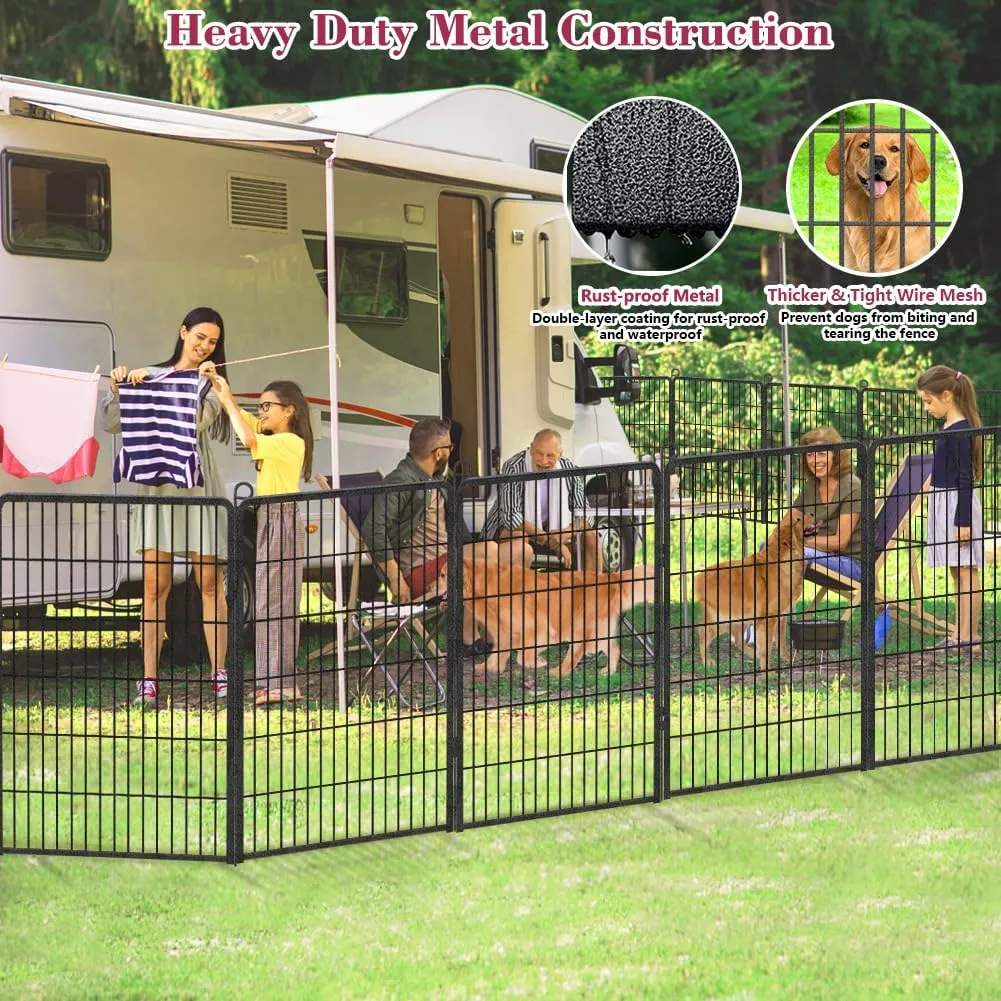 Dog Playpen 40 inch Dog Fence for Outdoor Indoor Use Heavy Duty Metal Dog Pen for Large Dogs, Rustproof Pet Playpen Portable Pet Fence Outdoor for Yard, RV Camping, Customizable, 28 Panels