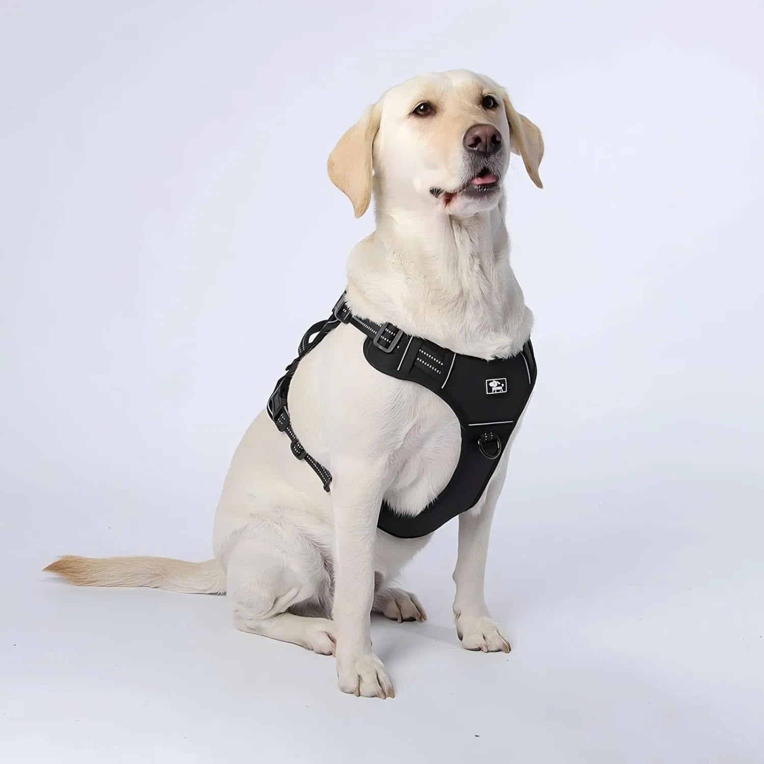 Dog Vest Harness-No Pull Adjustable Reflective,Escape-Proof Padded Design for Large/Medium Dogs,Service Dog & Outdoor, Hiking/Car Travel(Black S)