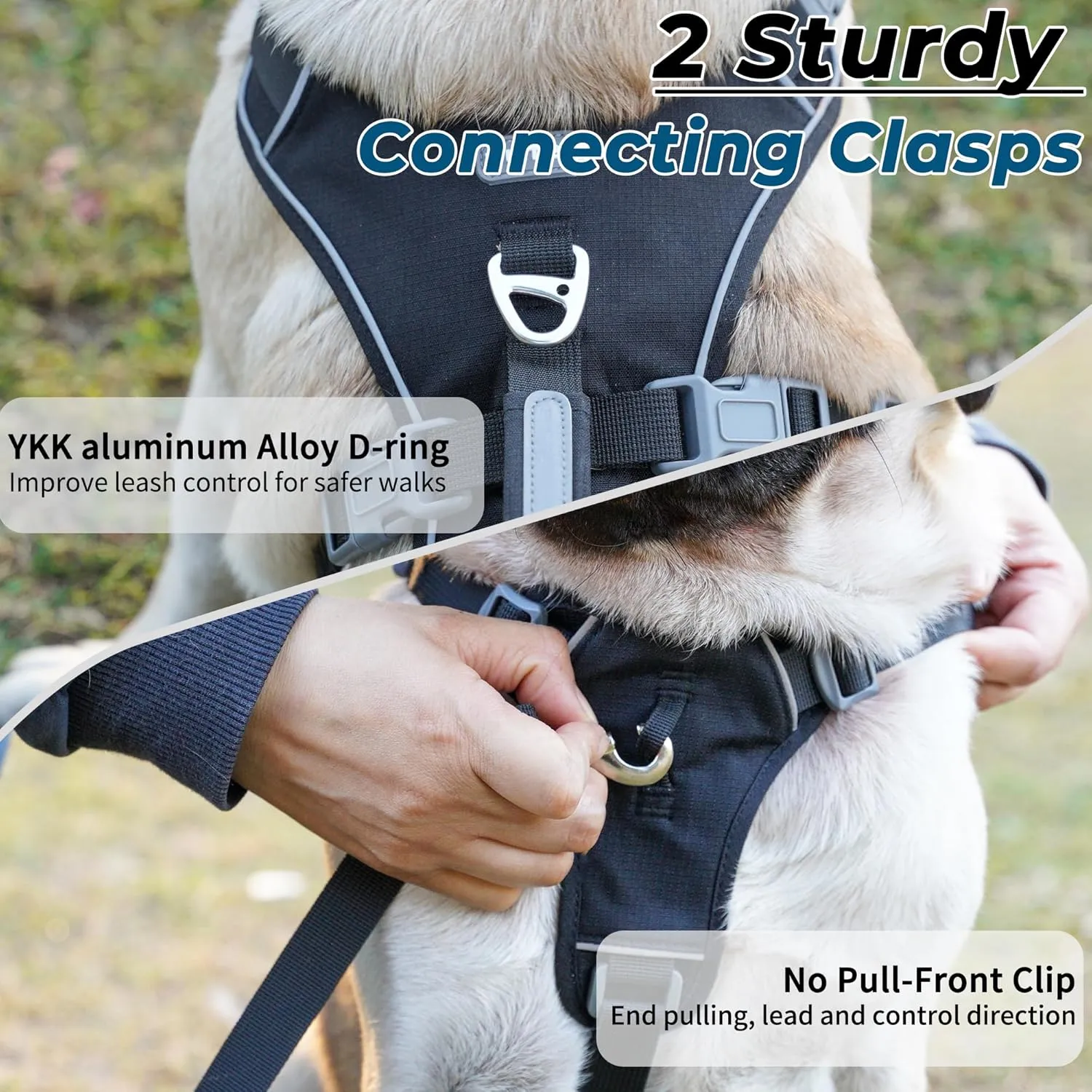 Escape Proof Dog Harness and Leash Set, Lightweight Dog Harness with Lift and Assist Handle, No Pull Reflective Pet Vest for Small Medium Dogs, Ideal for Puppy Walking and Training (Black,XS)