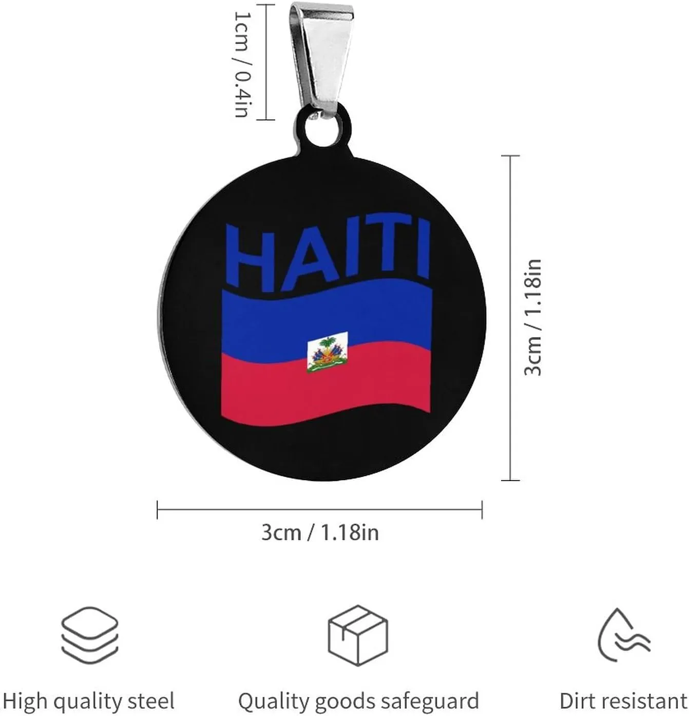 Flag of Haiti Stainless Steel Pet ID Tags Personalized Dog and Cat Tags Cute Collar Tags Circular