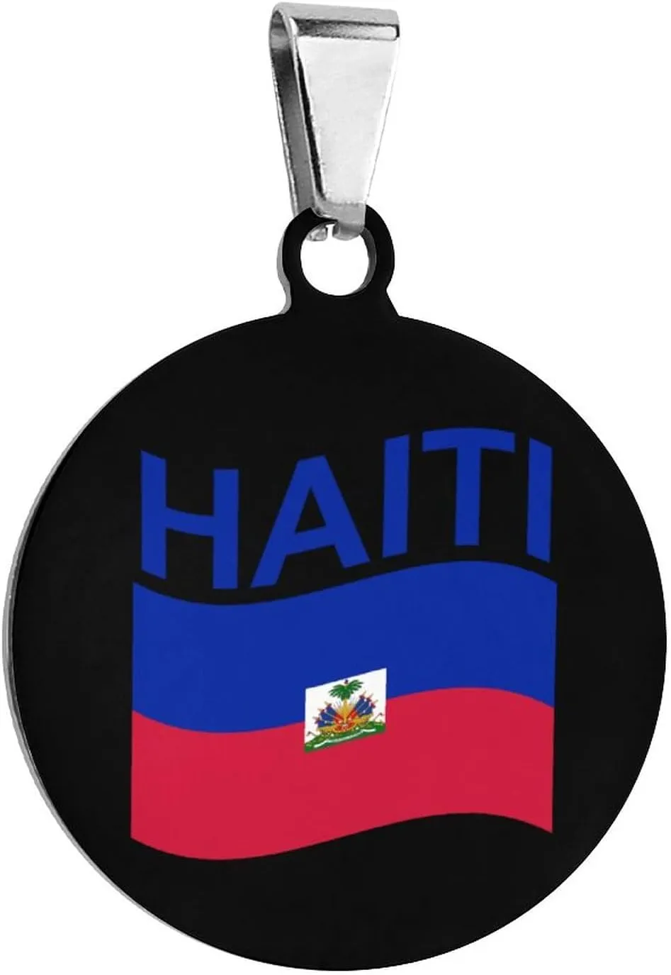 Flag of Haiti Stainless Steel Pet ID Tags Personalized Dog and Cat Tags Cute Collar Tags Circular