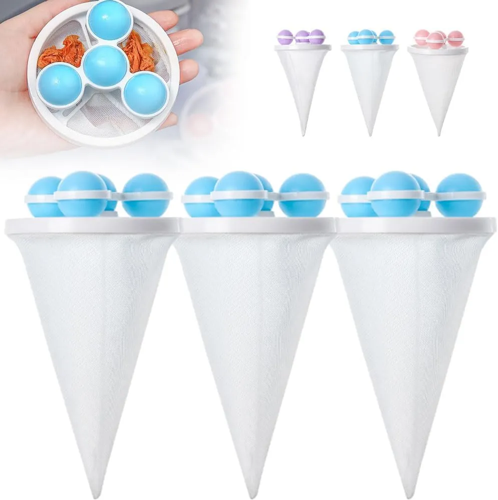 Floating Hair Filtering Mesh Removal,2025 Reusable Lint Catcher for Washing Machine Wool Device,Washing Machine Hair Filter Cleaning Mesh Bag Pet Dog Cat Hair Catcher Remover for Laundry (Blue#3PC)