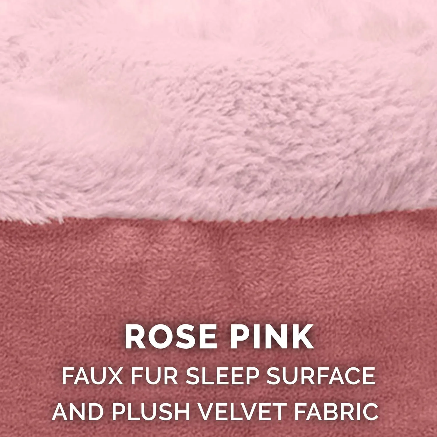 Furhaven 24" Round Calming Donut Dog Bed for Indoor Cats & Small Dogs, Washable, For Dogs Up to 20 lbs - Plush Velvet Waves Hooded Donut Bed - Rose Pink, Small