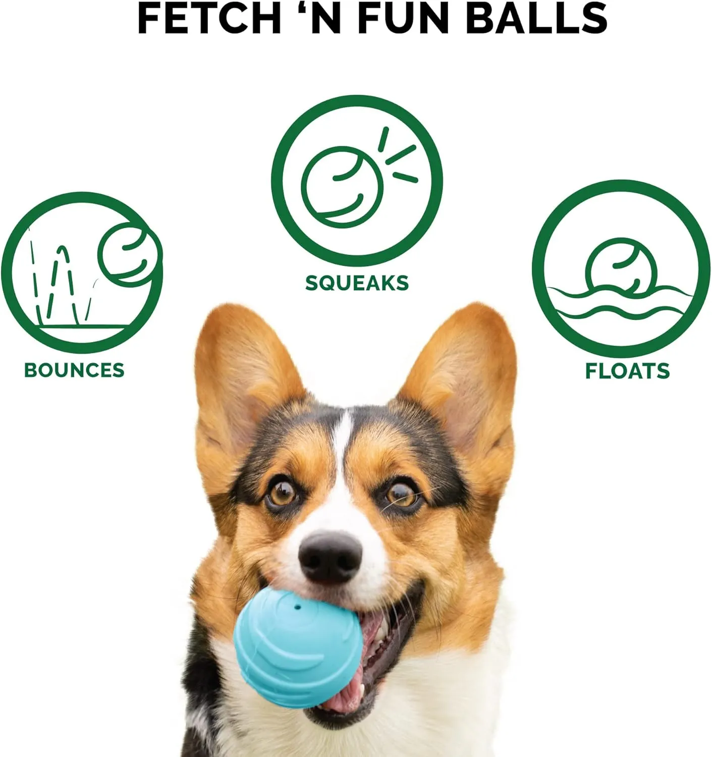 Furhaven 3-Pack 2.5" Squeaky Ball Dog Toys for Small/Medium Dogs, Fits Most Standard Launchers - Fetch 'N Fun TPR Squeaky Ball Toy Set - Sea Pack, Set of 3