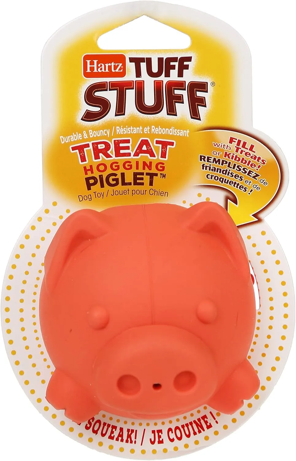 Hartz Tuff Stuff Treat Hogging Piglet Dog Toy Treat Dispenser for Dogs, 1 Count