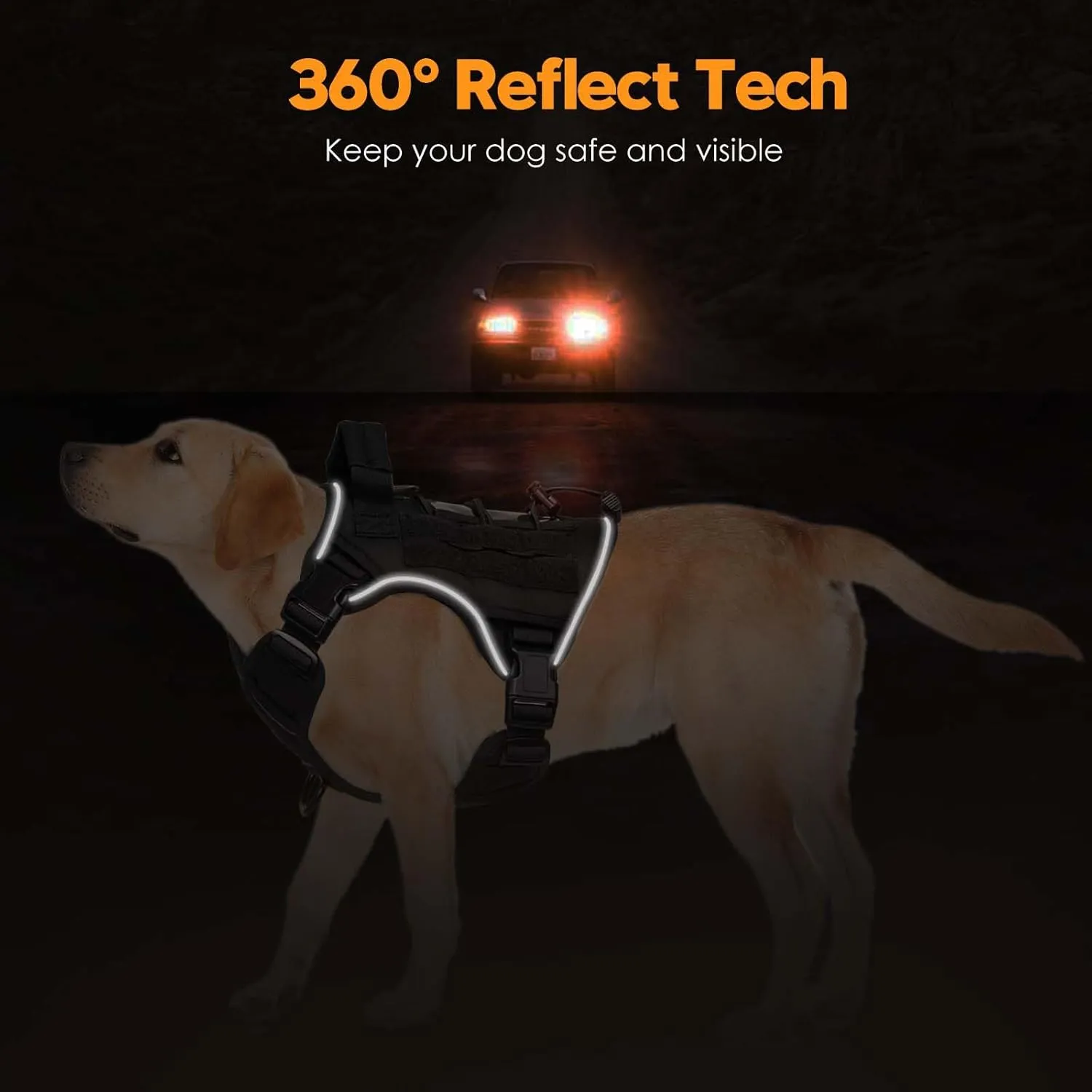 Heavy-Duty Tactical Dog Harness for Large Dogs, No Pull Adjustable Reflective Pet Vest with Molle System, K9 Military-Grade Control for Service Training, Outdoor & 10  Breeds, Black, Medium