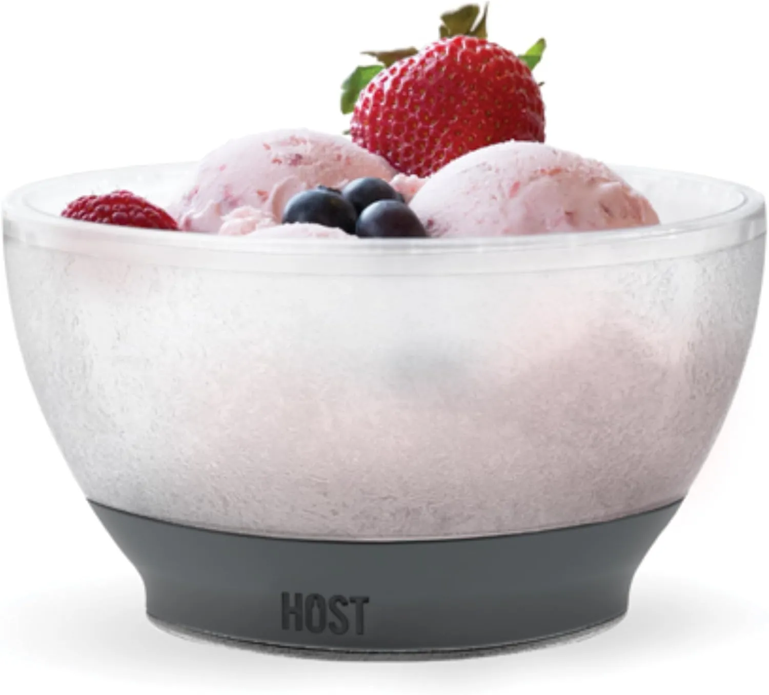 Host Ice Cream Freeze Bowl, Double Walled Insulated Freezer Gel Chiller Kitchen Accessory for Dessert, Dip, Cereal, with Comfort Silicone Grip, Plastic, Grey, 0.47 liters