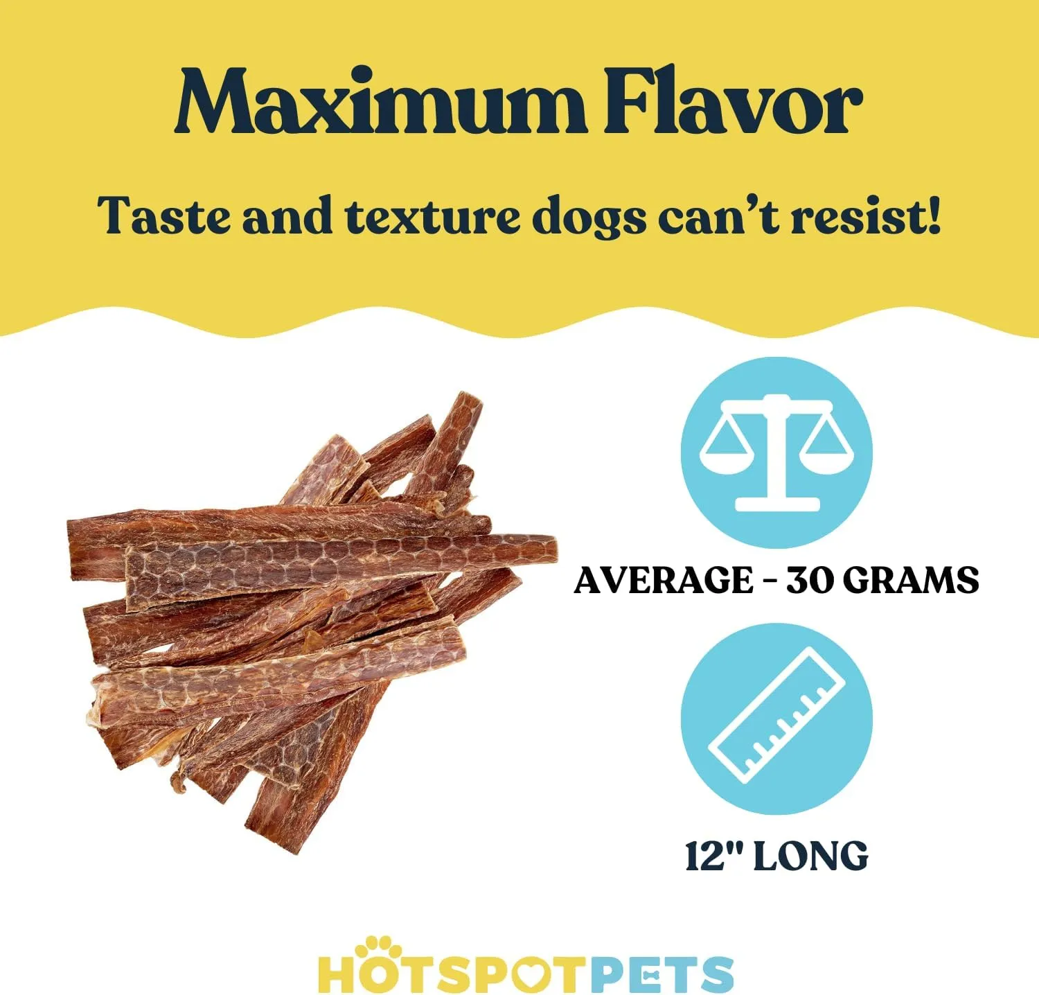 hotspot pets Beef Esophagus Dog Treats Grass Fed with No Added Hormone & Antibiotic All Natural Jerky Dog Treats - (12 Inch - 1 Pound Bag) Dog Chews Rich in Glucosamine & Chondroitin for Joint Health