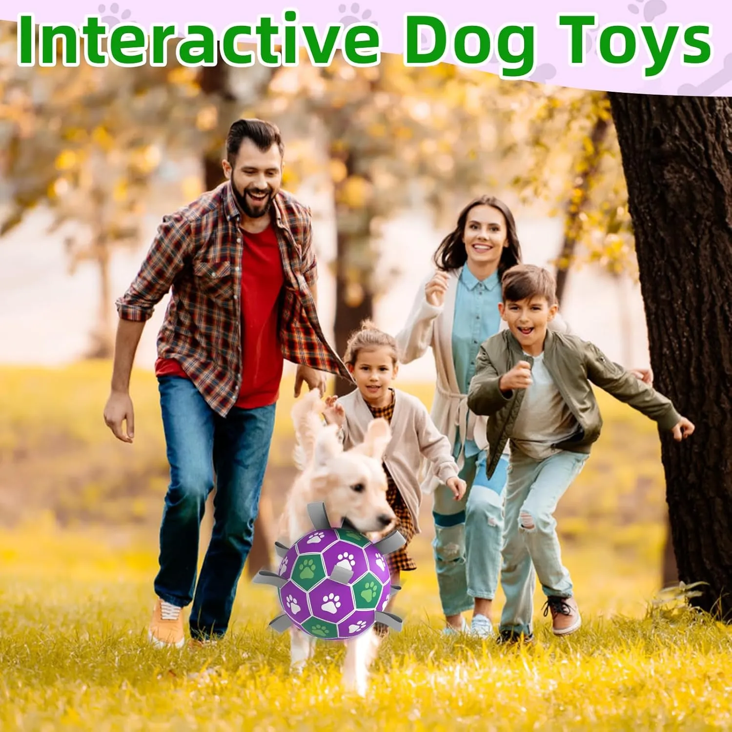 Interactive Soccer Ball With Nylon Strap - Dog Outdoor Water Toy, Durable Fetch Ball for Medium Large Breed Puppies (7 Inch)