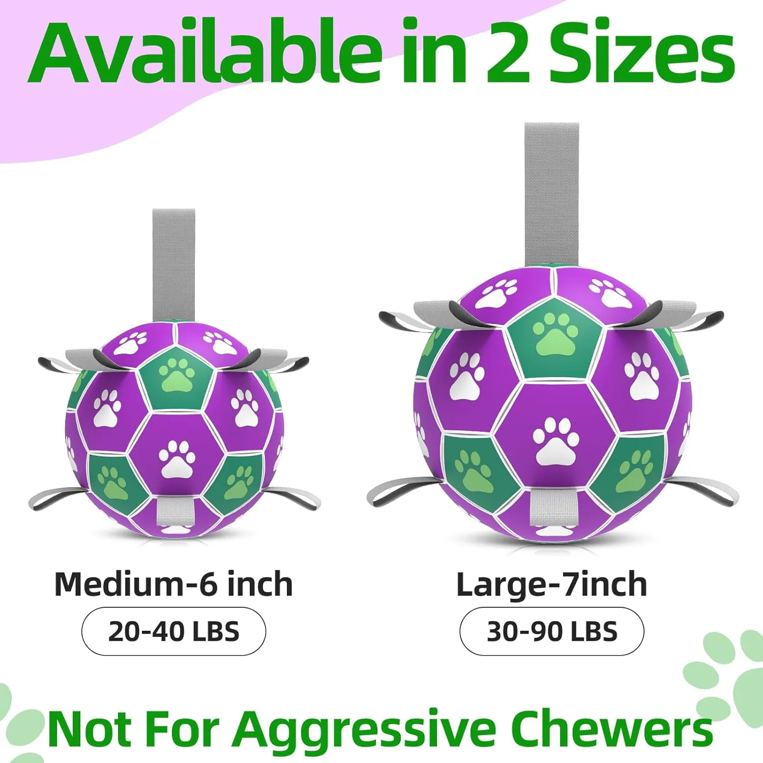 Interactive Soccer Ball With Nylon Strap - Dog Outdoor Water Toy, Durable Fetch Ball for Medium Large Breed Puppies (7 Inch)