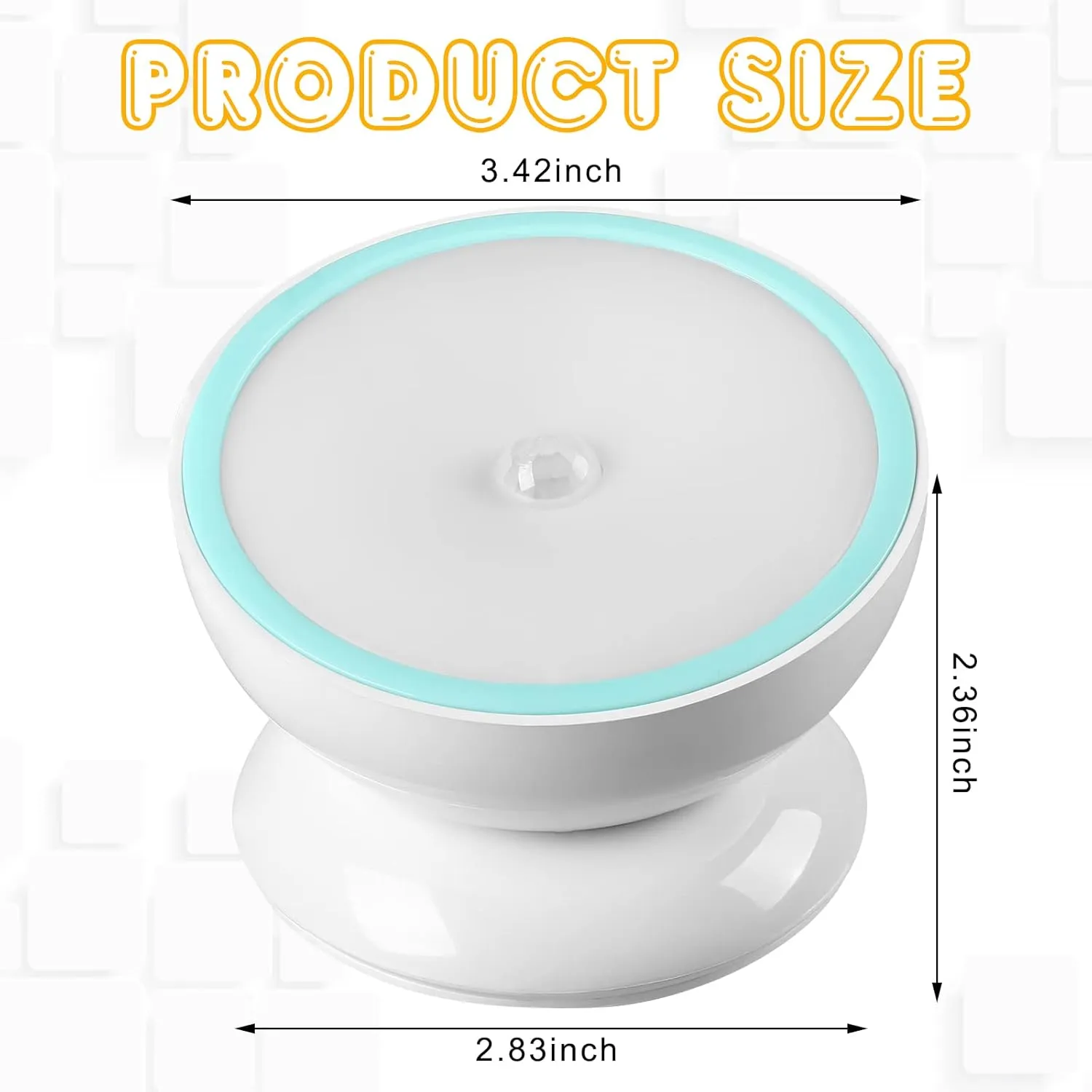 Kathfly 2 Pieces Motion Sensor Night Lights LED Cordless Puck Small Wall Lights with Rotating Base for Cruise Cabin Hallway Bedroom Kitchen Closet Stairway, White(Battery Operated)