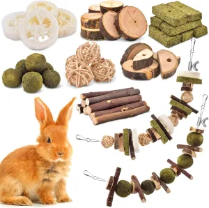 KATUMO Rabbit Chew Toys, 68 PCS DIY Hamster Chew Toys Kit Bunny Teeth Care Molar Toys Ideal for Rabbit, Guinea Pig, Chinchilla, Hamster, Squirrel, Gerbils Etc Small Rodent Pets' Teeth Grinding