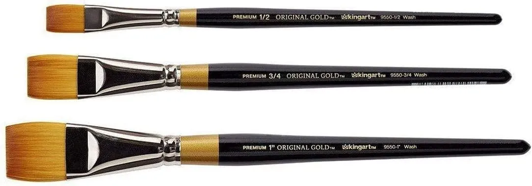 KINGART Original Gold 9550 Series, Golden Taklon Wash, Set of 3