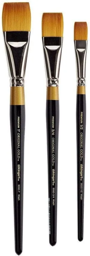 KINGART Original Gold 9550 Series, Golden Taklon Wash, Set of 3