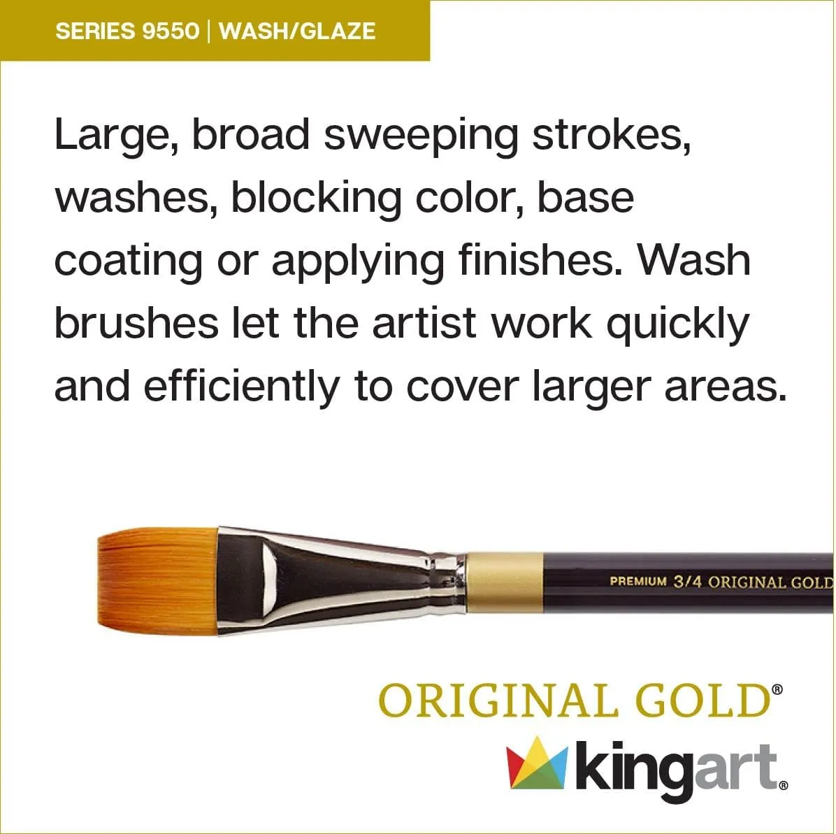 KINGART Original Gold 9550 Series, Golden Taklon Wash, Set of 3