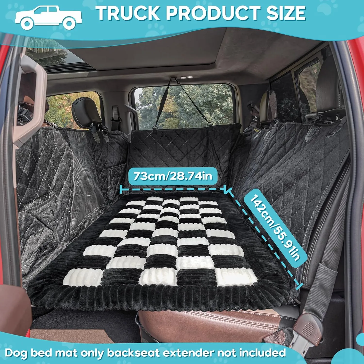 Loiion Dog Car Bed Mat, Non-Slip Backseat Extender Pet Blanket, Plaid Dog Bed for SUVs, Sedans & Trucks, Chew-Resistant Travel Pad for Dogs, Easy Clean & Scratch-Proof & Comfort (56"x28.7")