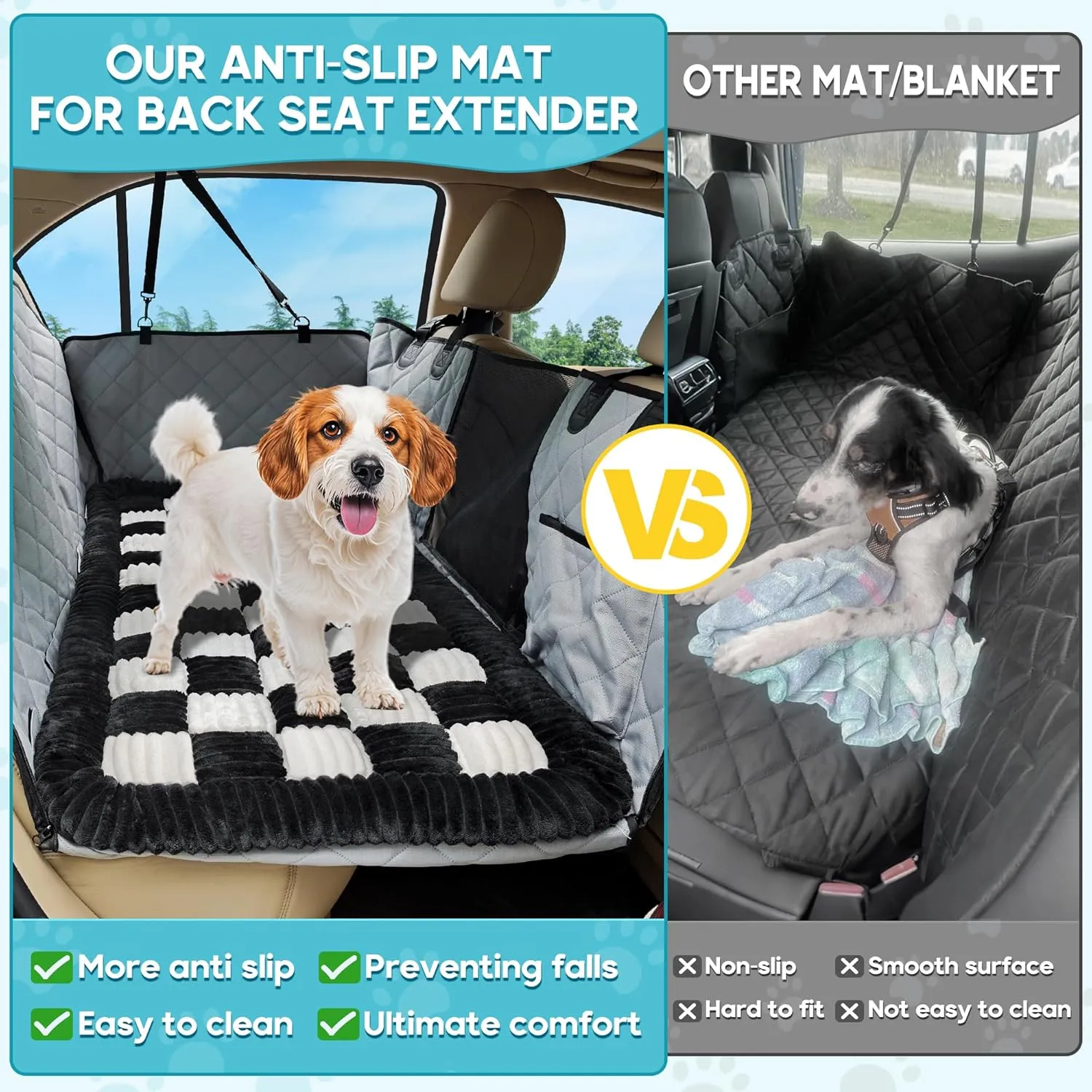 Loiion Dog Car Bed Mat, Non-Slip Backseat Extender Pet Blanket, Plaid Dog Bed for SUVs, Sedans & Trucks, Chew-Resistant Travel Pad for Dogs, Easy Clean & Scratch-Proof & Comfort (56"x28.7")
