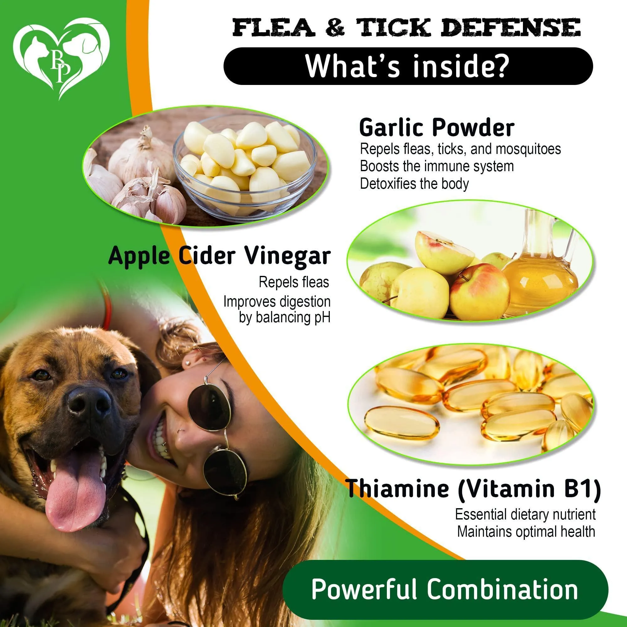 Natural Flea and Tick Prevention Chewables with Multivitamin for Dogs
