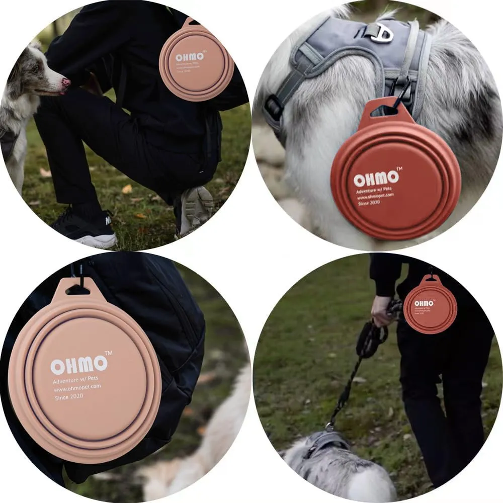 OHMO Collapsible Dog Bowl(2 Pack, 12oz/400ml) Premium Silicone Pet Water Bowls for Cats & Dogs, Portable Dog Travel Bowls Foldable for Outdoor Camping Hiking